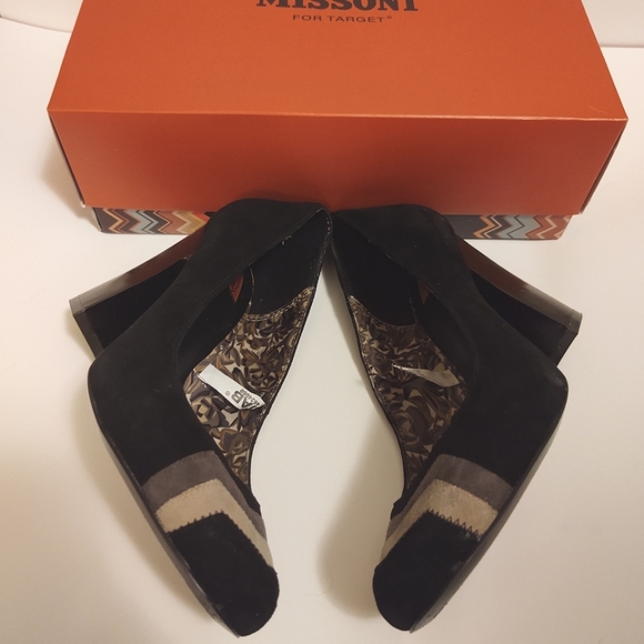 Missoni for Target Black Suede Chevron Block Heels Size 8 - Picture 5 of 11